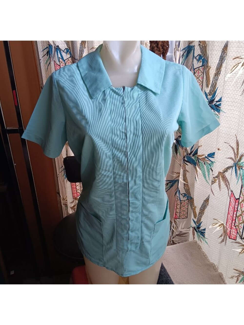 Vintage 1960's Nurse Uniform Top Small Rol Jean By Anderson Womens Light Blue